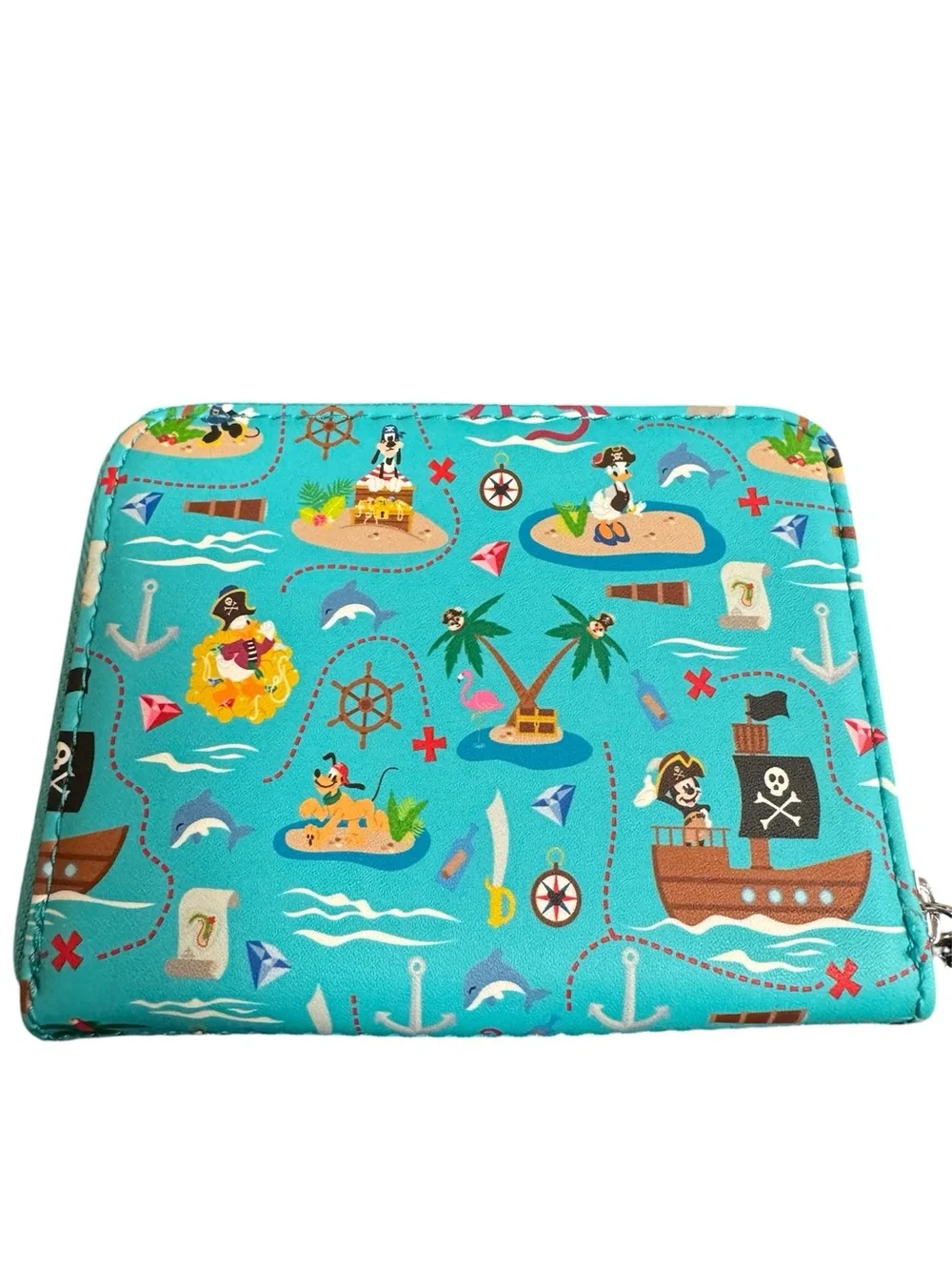 Loungefly Teal Pirate Map Zip Around Wallet - Disney Mickey